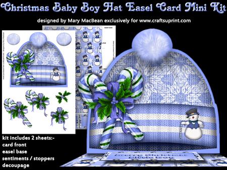 Christmas Baby Boy Hat Easel Card Mini Kit