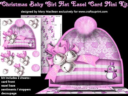 Christmas Baby Girl Hat Easel Card Mini Kit