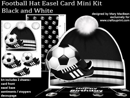 Football Hat Easel Card Mini Kit - Black & White