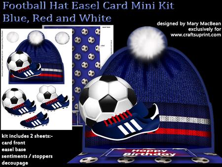 Football Hat Easel Card Mini Kit - Blue, Red & White