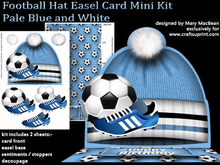 Football Hat Easel Card Mini Kit - Pale Blue & White