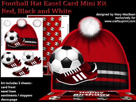 Football Hat Easel Card Mini Kit - Red, Black & White