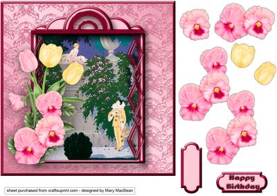 Art Deco Couple with Pansies and Tulips