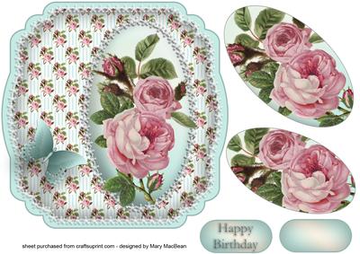 Shabby Chic Pink Roses Shaped Card