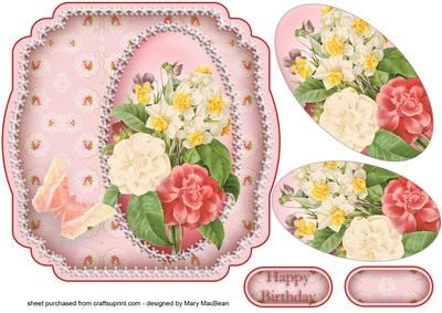 Shabby Chic Summer Flowers Shaped Card