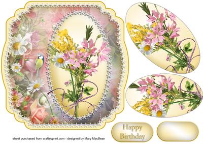 Shabby Chic Wild Flowers Shaped Card