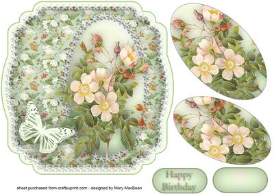 Shabby Chic Wild Roses Shaped Card