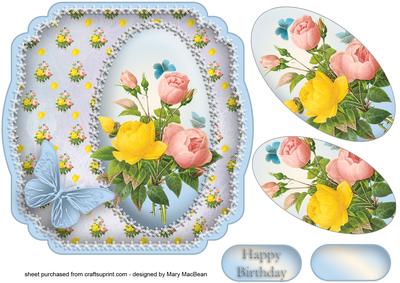 Shabby Chic Mixed Roses Shaped Card