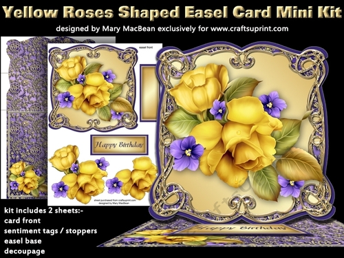Yellow Roses Shaped Easel Card Mini Kit