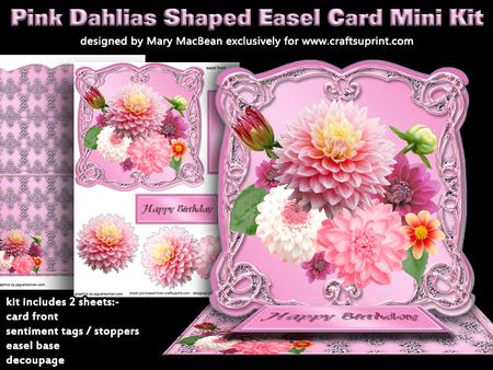Pink Dahlias Shaped Easel Card Mini Kit