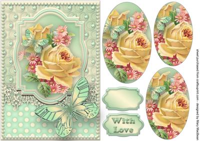 Roses, Lace and Butterflies - Mint