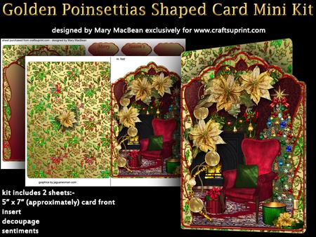 Golden Poinsettias Shaped Card Mini Kit