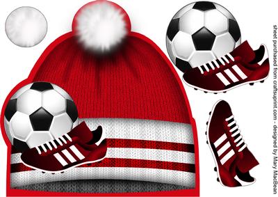 Football Hat Red and White Card Front 8 x 8