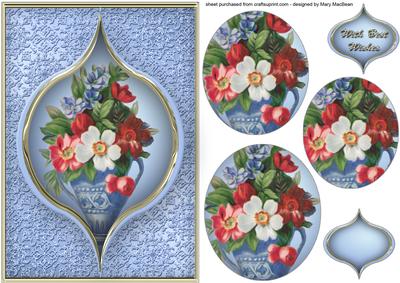 Vintage Vase of Flowers Pyramid Card Front
