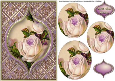 Vintage White Roses Pyramid Card Front