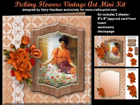Picking Flowers Vintage Art Mini Kit