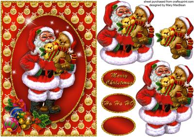 Santa Sparkle Decoupage Card Front