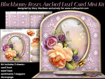 Blackberry Roses Arched Easel Card Mini Kit