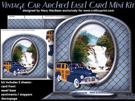 Vintage Car Arched Easel Card Mini Kit