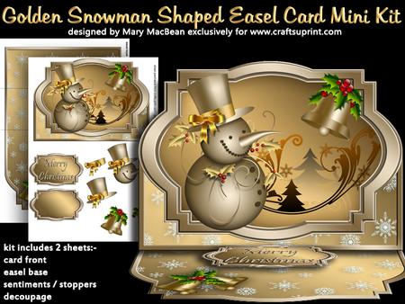 Golden Snowman Shaped Easel Card Mini Kit