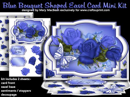 Blue Bouquet Shaped Easel Card Mini Kit