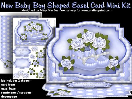 New Baby Boy Shaped Easel Card Mini Kit