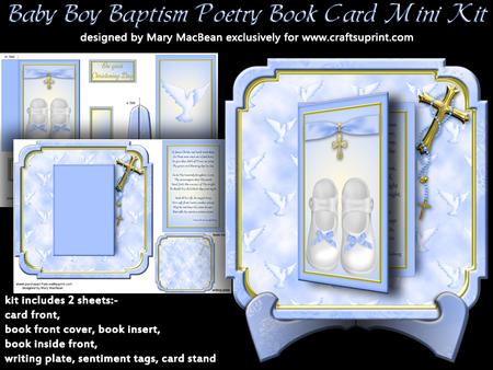 Baby Boy Baptism Poetry Book Card Mini Kit