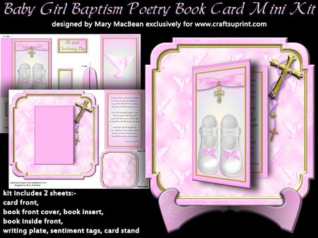Baby Girl Baptism Poetry Book Card Mini Kit