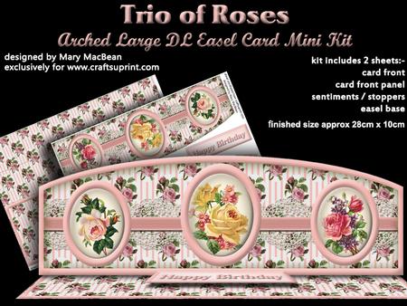 Trio of Roses Arched Large Dl Easel Card Mini Kit