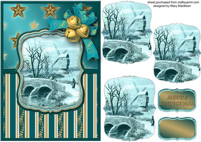 Bridge and Windmill Christmas Card Front