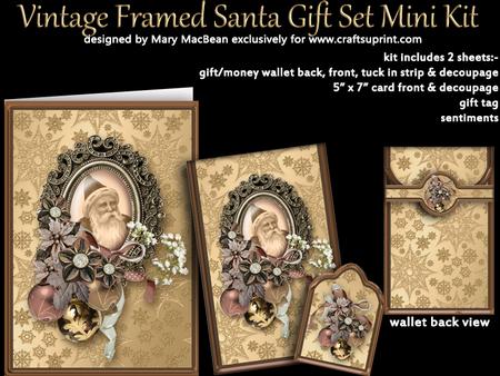 Vintage Framed Santa Gift Set Mini Kit