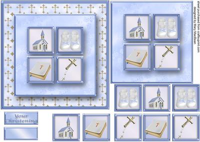 Baby Boy Christening Square Layers Card Front