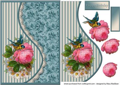 Vintage Rose Teardrop Side Panel Card