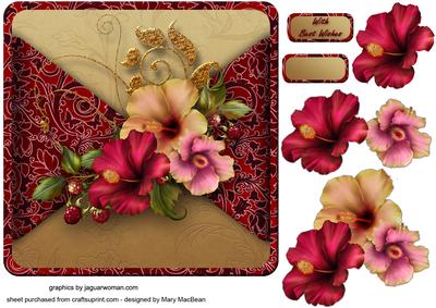 Hibiscus and Berries Mock Wrap Card Front