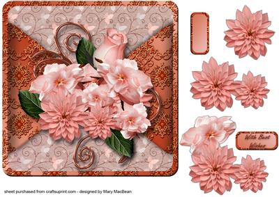 Peach Posy Mock Wrap Card Front