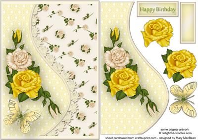 Yellow Roses Teardrop Side Panel Card