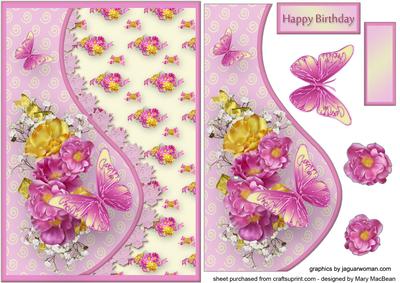 Pink and Yellow Blooms Teardrop Side Panel Card