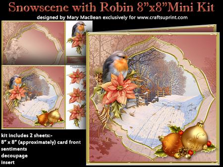 Snowscene with Robin 8" x 8" Mini Kit