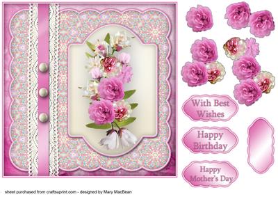 Pink Flowers, Lace and Pearls