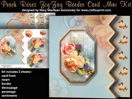 Peach Roses Zig Zag Border Mini Kit