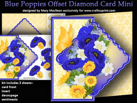 Blue Poppies Offset Diamond Card Mini Kit