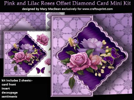 Pink and Lilac Roses Offset Diamond Card Mini Kit