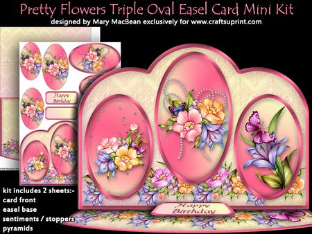 Pretty Flowers Triple Oval Easel Card Mini Kit