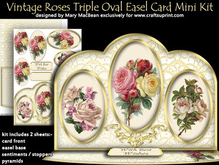 Vintage Roses Triple Oval Easel Card Mini Kit