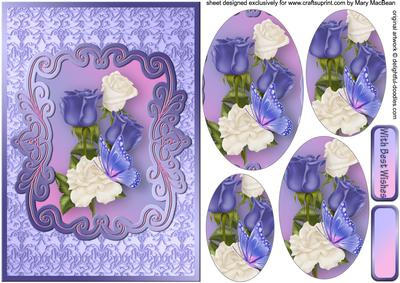 Blue and White Roses Multi-use Pyramid Card