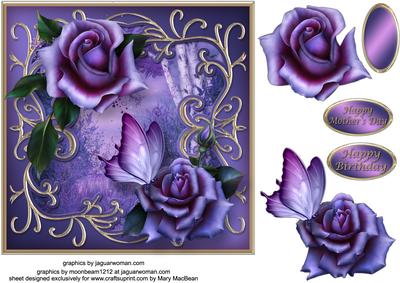 Roses in the Woodland Decoupage Card Front