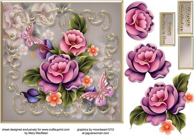 Fantasy Roses Decoupage Card Front