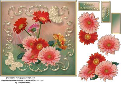 Gorgeous Gerberas Decoupage Card Front