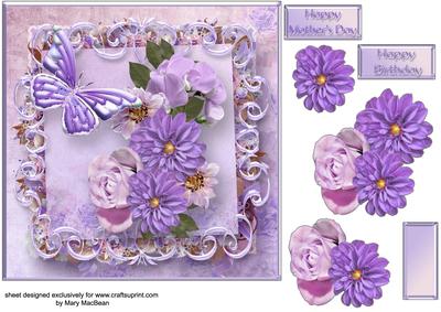Lilac Posy Decoupage Card Front