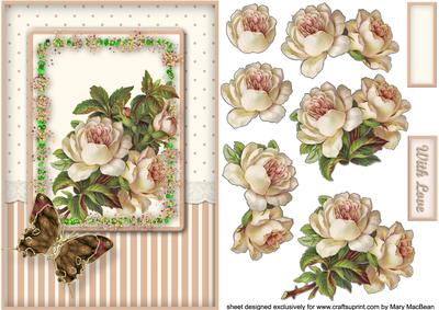 Vintage Roses Decoupage Card Front